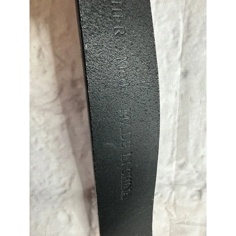 Coldwater Creek Leather Belt Womens Medium Black Excellent Stone Buckle Boho